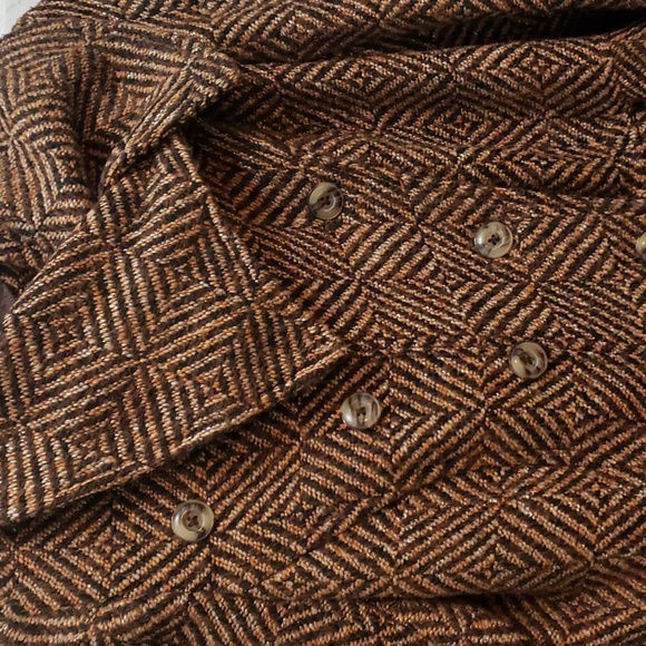 Free People brown 70s print geometic peplum blanket jacket womens 10 - Picture 4 of 12
